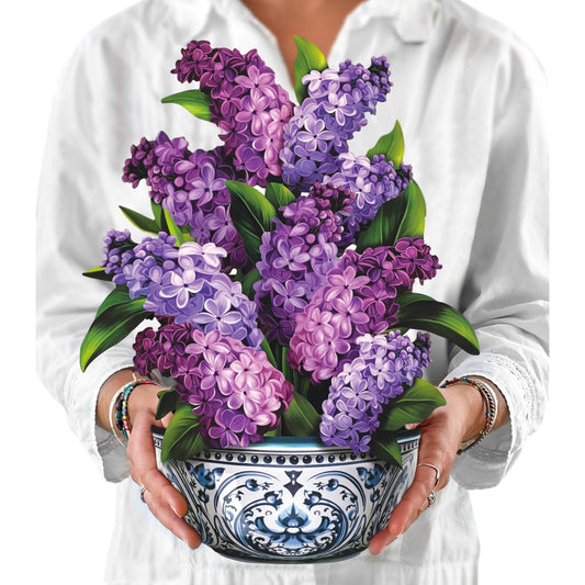 Freshcut Paper Pop Up Cards, Garden Lilacs, 12 Inch Life Sized Forever Flower Bouquet 3D Popup Greeting Card, Birthday Cards, Thank You Card, Blank Notecard & Envelope