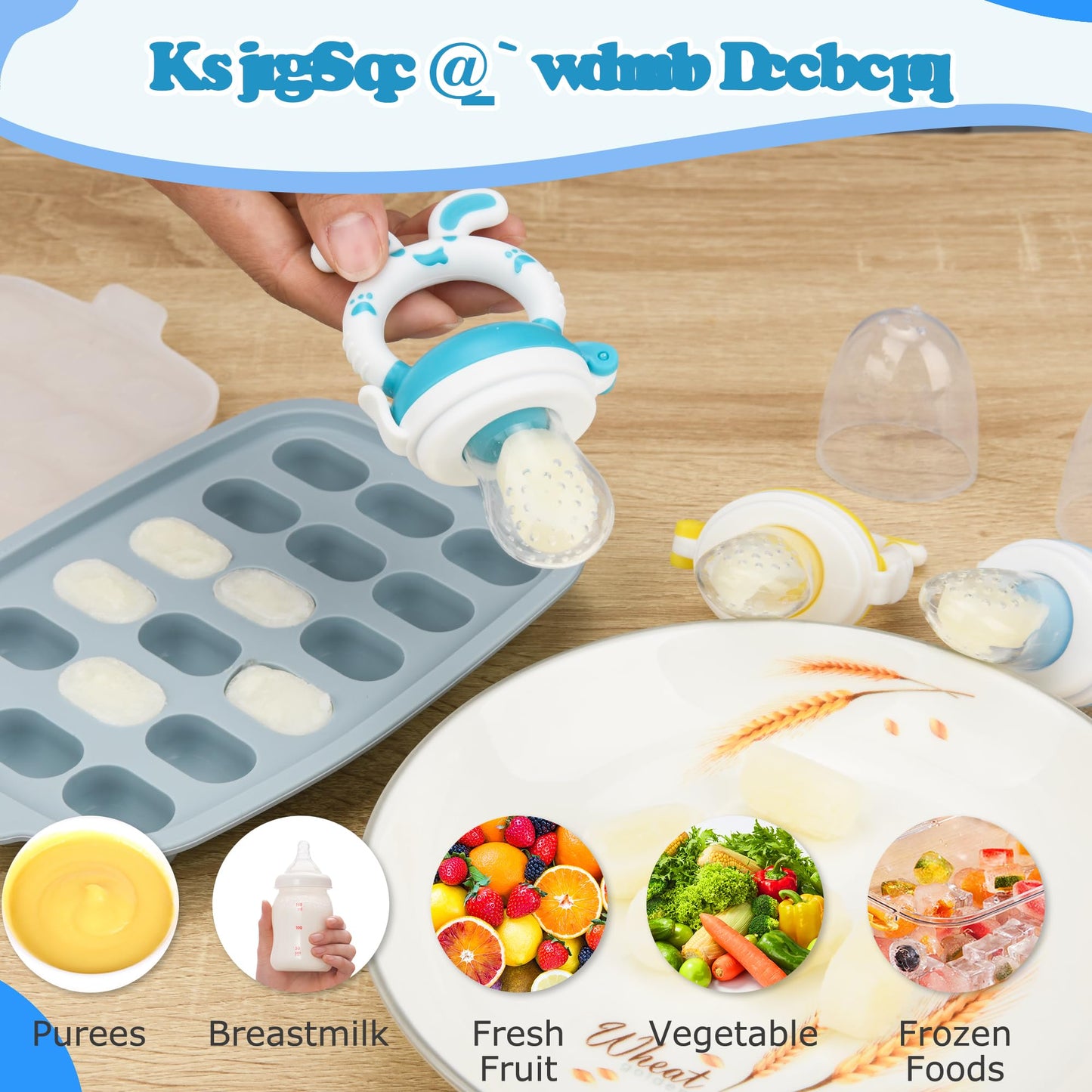 WAJIAYON Easter Bunny Baby Fruit Feeder/Food Feeder Pacifier - Infant Teething Toys | Silicone Teether Feeder Babies | Easter Gifts for Boys and Girls | Food Pacifier for Babies-Rabbit