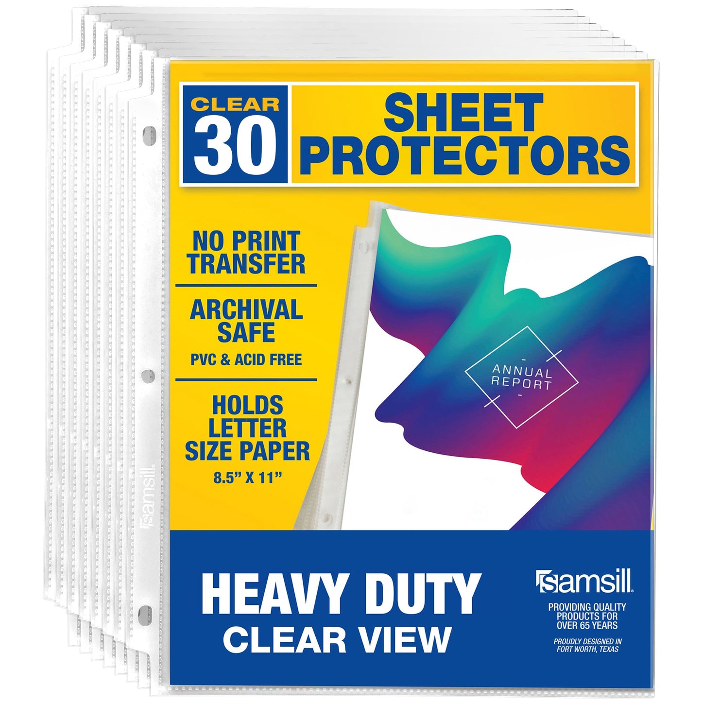 Samsill 200 Pack Heavy Duty Sheet Protectors, Crystal Clear, 8.5x11 Inch Page Protectors for 3 Ring Binder, Letter Size Protectors, Reinforced Holes, Clear Protector, Top Loading, Acid Free
