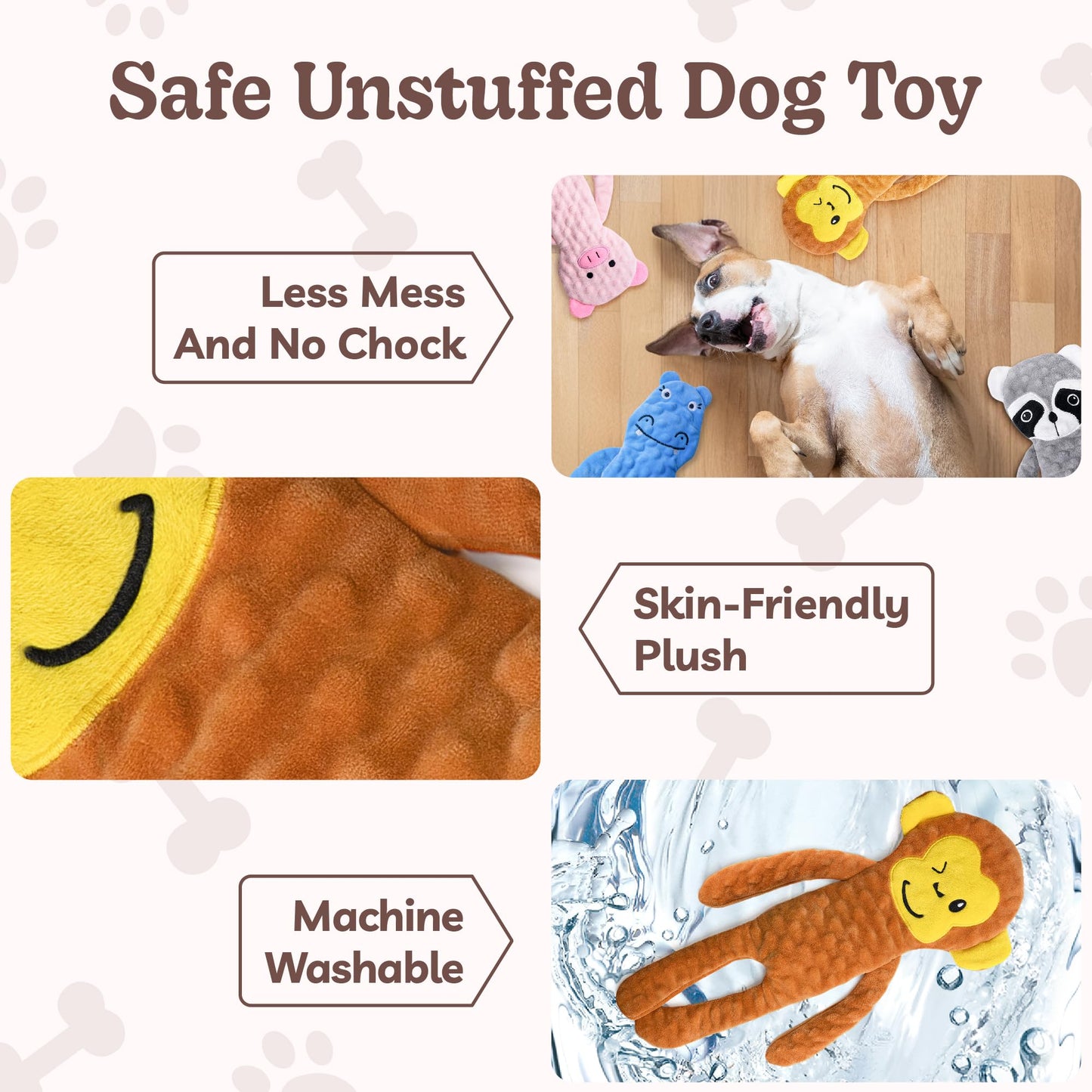 SHARLOVY No Stuffing Dog Toys Squeaky for Large Dogs, Crinkle Puppy Teething Toys to Keep Them Busy, Plush Interactive Doggie Long Lasting Chews for Aggressive Chewers