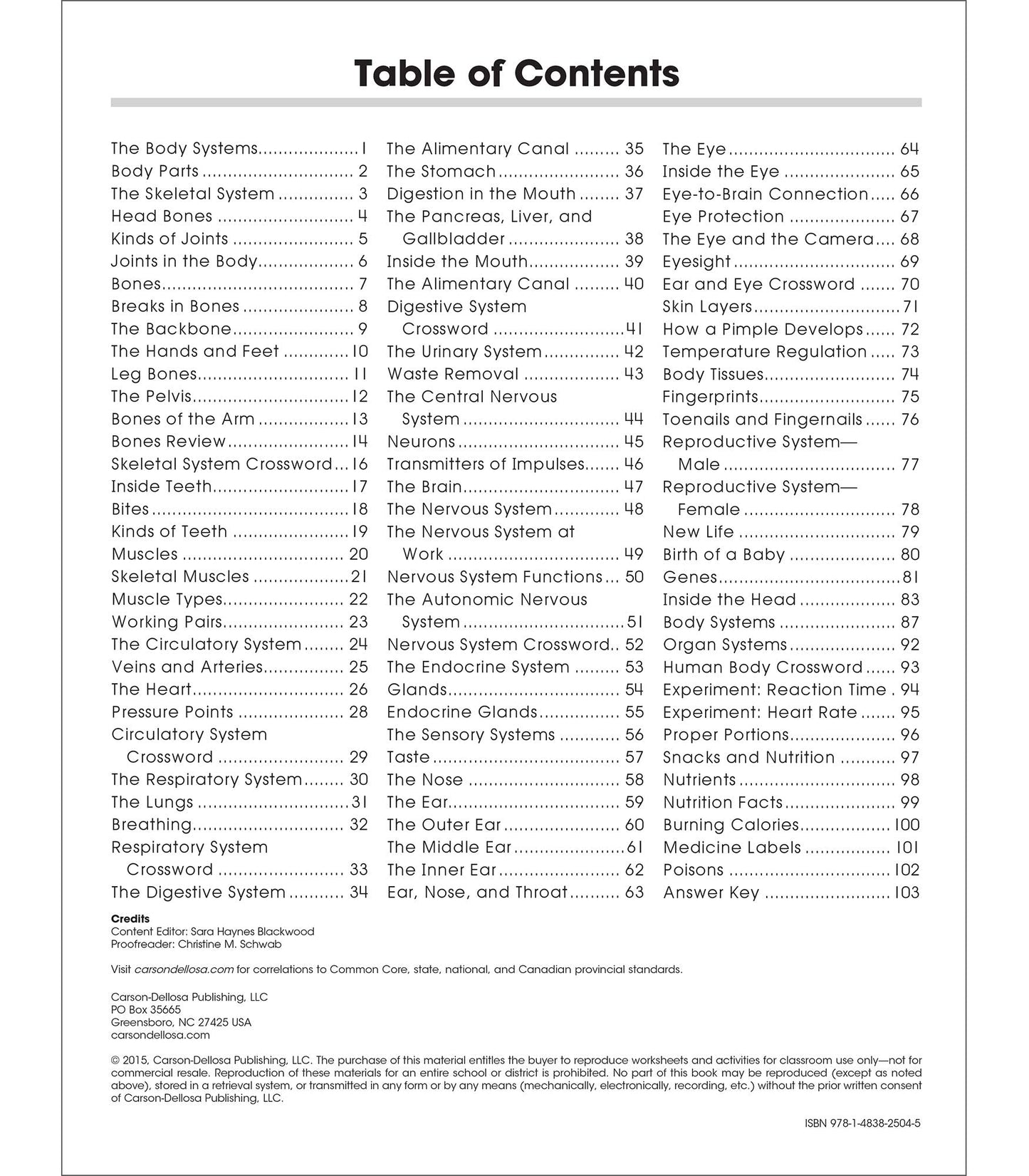 Carson Dellosa The 100+ Series: Human Body Workbook―Grades 5-8 Science Book, Human Anatomy, Bones, Muscles, Organs, the Nervous System, Health and Nutrition (128 pgs) (Volume 13)