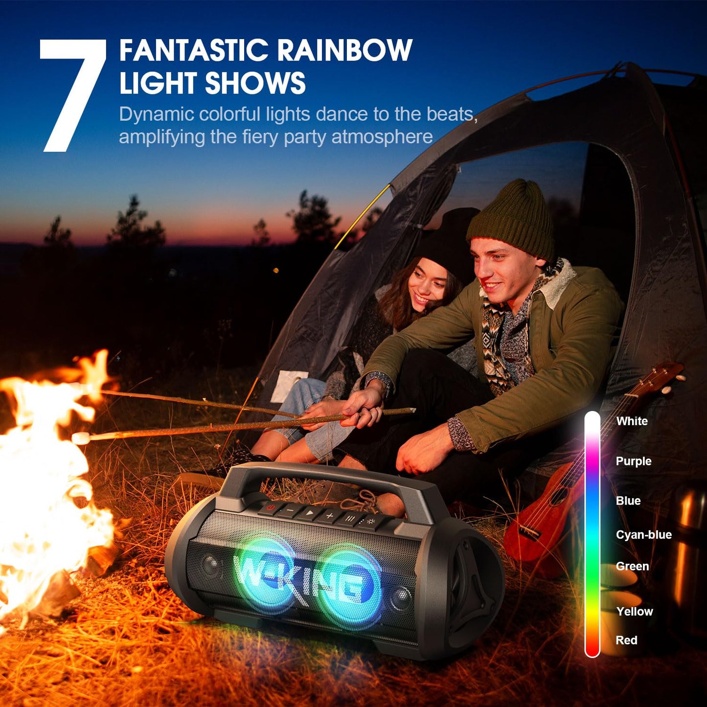 W-KING Portable Bluetooth Speaker with Wireless Microphone, 120W Peak 70W RMS Waterproof Speakers with Subwoofer Outdoor Speakers Bluetooth Boombox/42H/Bass Up/DSP/AUX/Stereo Pairing