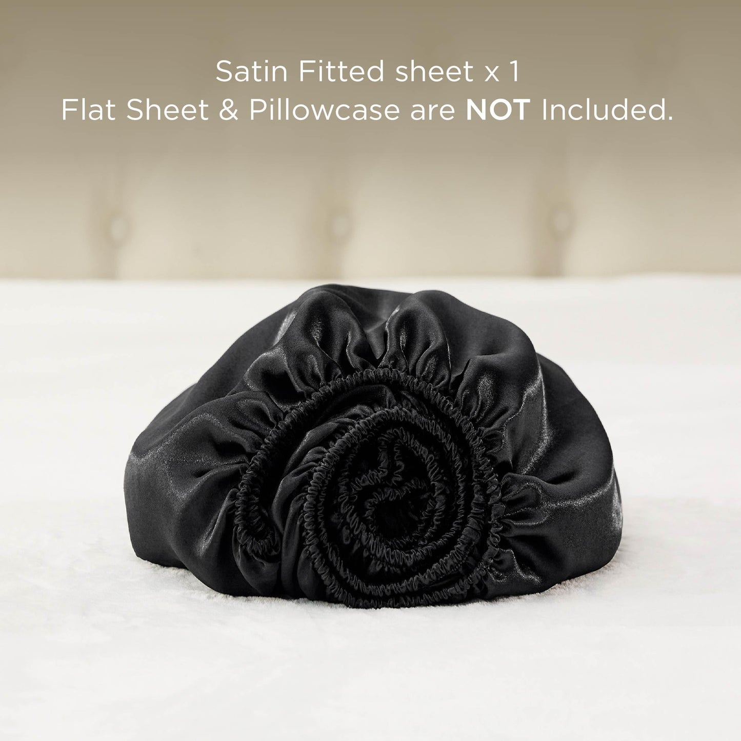 Bedsure Satin Fitted Sheet Only Twin Size - Black Silk Bed Sheet, Luxury & Ultra Soft, Non-Fading & Wrinkle Free, Good for Skin (Black, 39x75+15 Inches, 1 Piece, No Pillowcases)