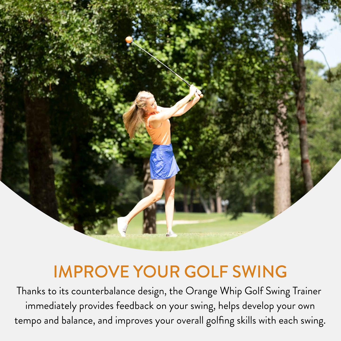 Orange Whip Golf Swing Trainer Aid, Patented Counterbalanced Golf Swing Aid, Made in The USA, 47"