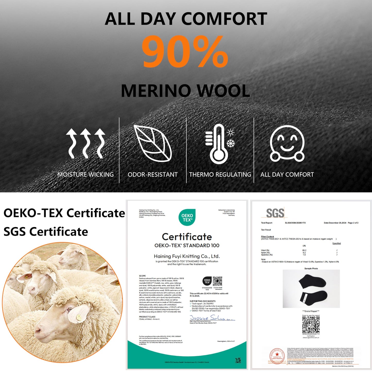 RTZAT 90% Merino Wool Ankle Men's Women's Athletic Business Casual Running Moisture Wicking Everyday Thin Wool Socks, Large, Black, 3 Pairs