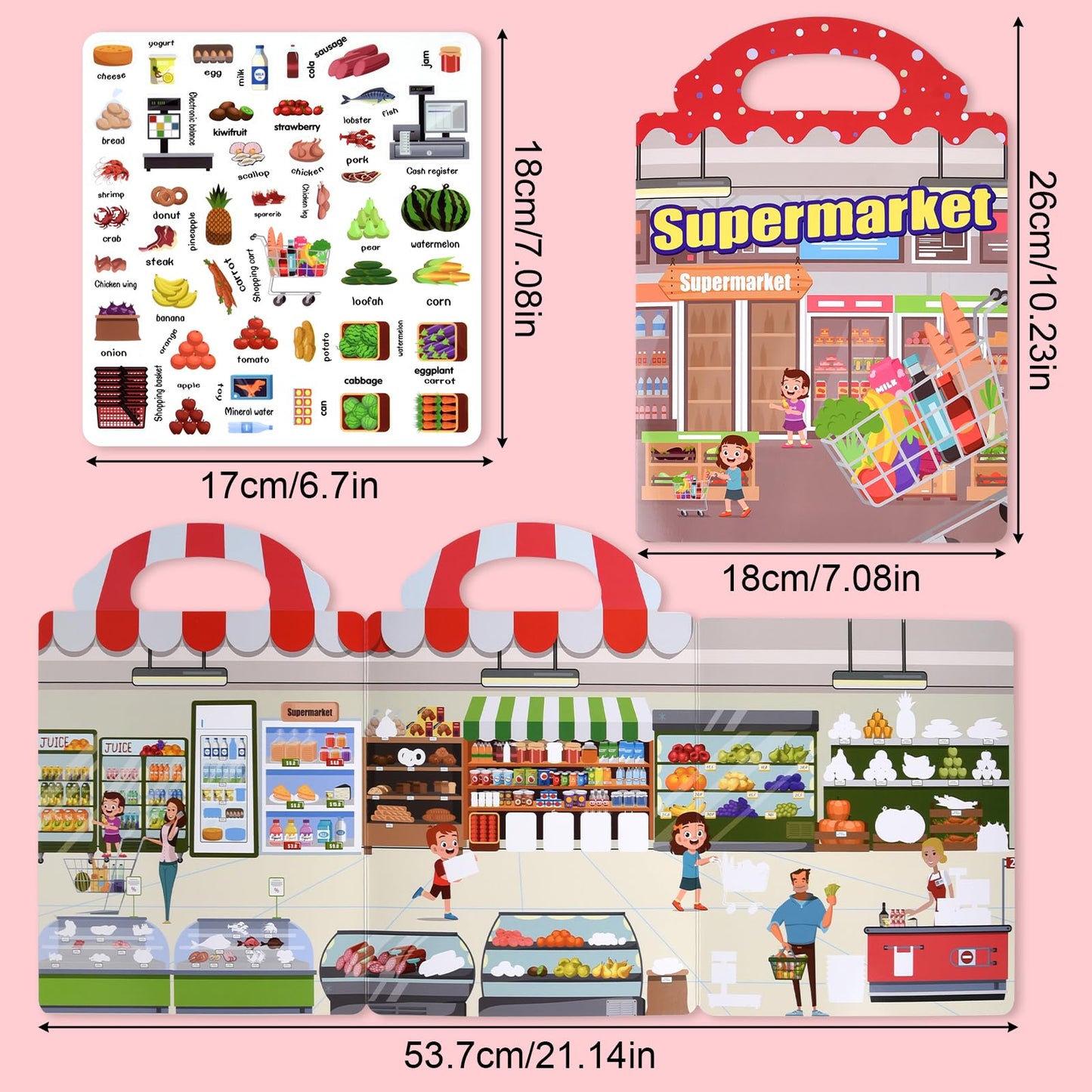 ASTARON 6 Pack Reusable Puffy Sticker Books for Kids 3-6, Jelly Sticker Game Educational Sensory Learning Toy, Portable Travel Toys and Busy Book for Toddlers