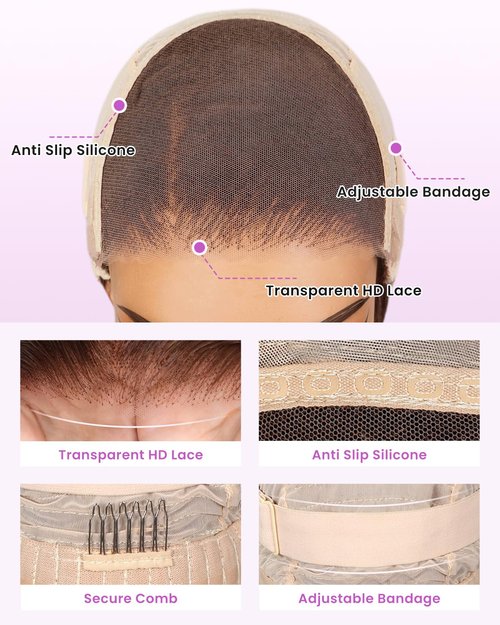 Arabella 5x6 Ready to Go Glueless Wigs Human Hair 20/Ash Blonde Ombre Lace Front Wigs 100% Human Hair Real 230% Density Pre Cut Lace Pre Plucked Straight Wig Human hair (16inch, 5X6 Straight Wig)