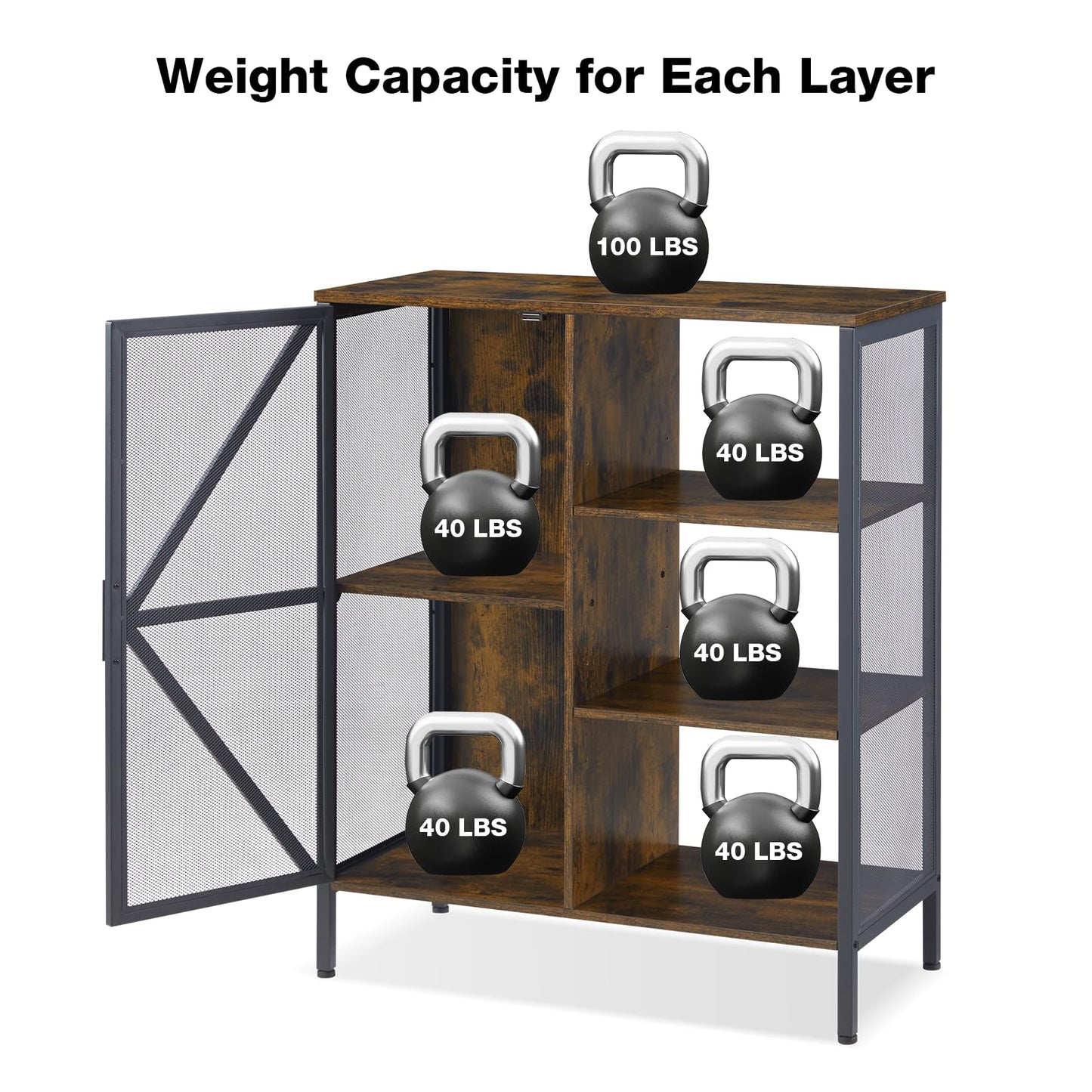 Alaxgumrol Bar Cabinet for Home Kitchen, Small Liquor Cabinet with Shelves & Doors, Farmhouse Buffet Sideboard Accent Coffee Cabinet for Dining Room, Living Room, Hallway Rustic Brown