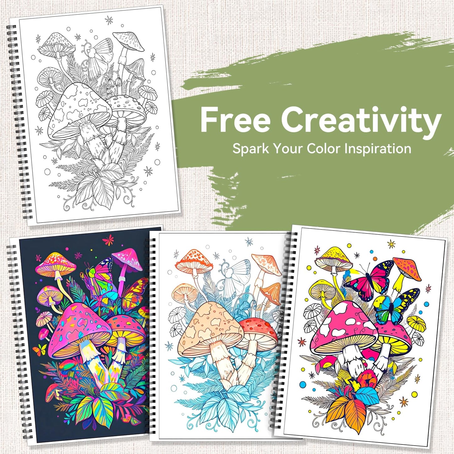 69 Calming Patterns Adult Coloring Books for Women Relaxation 3 Pack Large Print Mandala Animal Mushroom Spiral Bound Stress Relief Color Book for Adults and Teens to Relax and Relieve Anxiety