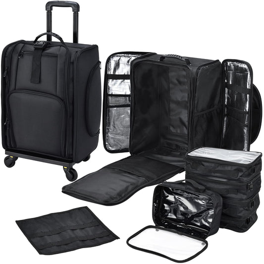 Stagiant Rolling Makeup Case Professional Travel Makeup Organizer Make up Storage Cosmetic Trolley Suitcase Makeup Storage