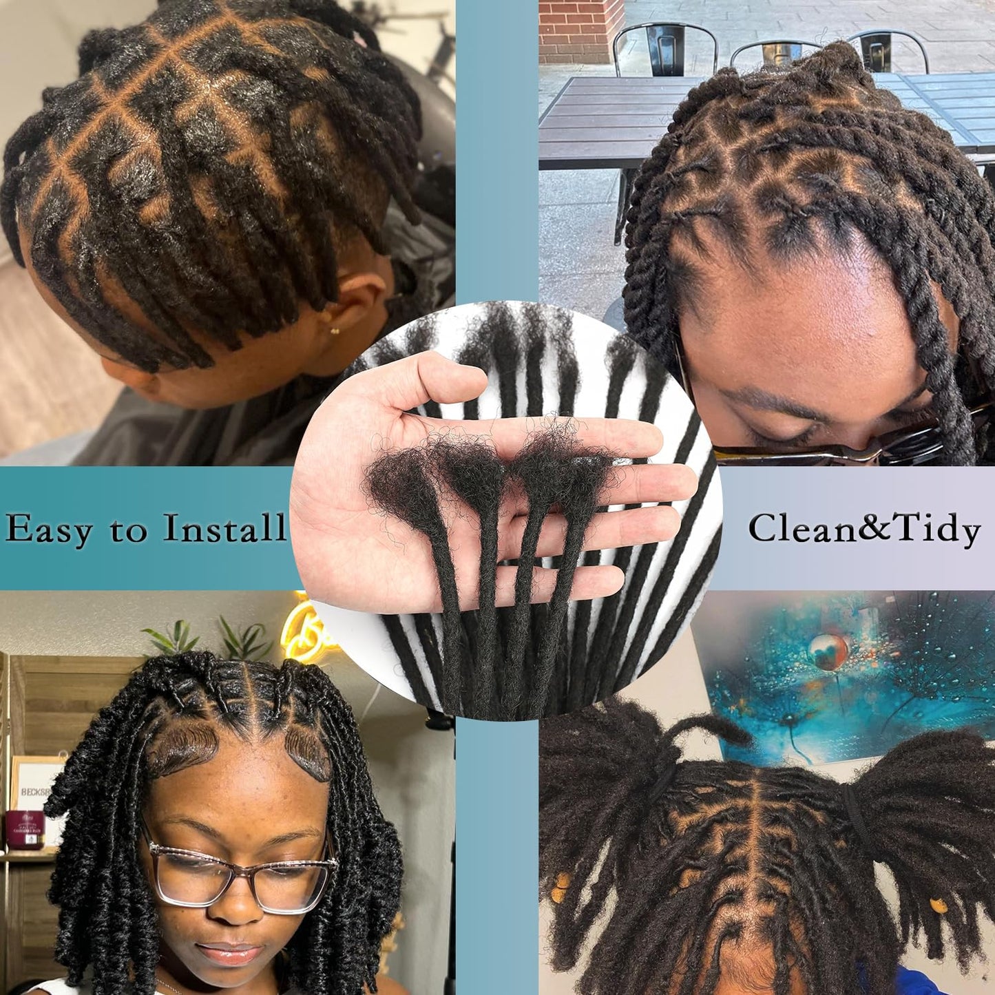 Locs Extension Human Hair 14 Iches 60 Str Dreadlock Extension 100% FUll Handmade Human Hair Locs for Woman/Man/Kids 0.6cm Dread Extension Can be Curly and Dyed