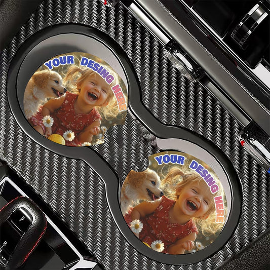 Car Coasters for Drinks Absorbent, Cup Holder Coasters for Women & Man,Decor Aesthetic for Your Car with Fingertip Grip, Auto Accessories for Women & Lady,Pack of 2 (Blue Sky)