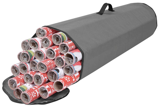 Primode Wrapping Paper Storage Bag | Wrapping Paper Organizer Under Bed for Storing Multiple Rolls of Gift Wrap, 40” Length Container Constructed of Durable 600D Oxford Material (Gray)