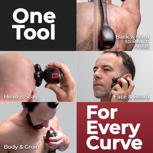 Bakscape Men's Back Shaver Starter Kit 2.0, Electric Body & Back Shaver for Men with Friction Fit Handle & Titanium- Coated Shave Head- Includes 2 Shave Heads & Handle