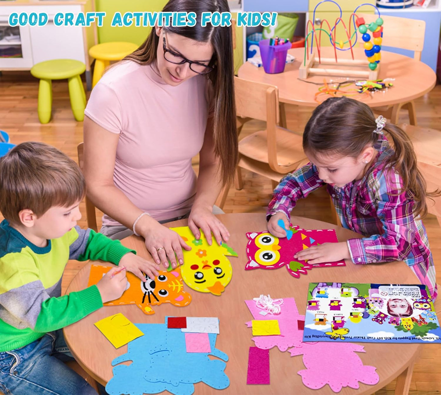 Creatoy Animal Hand Puppet Crafts Kit for Kids 8pcs Sewing Kits for Girls 4-9 Felt DIY Sewing Projects Toddler Activities Story Telling Pretend Play Christmas Gifts Party Favors Toys