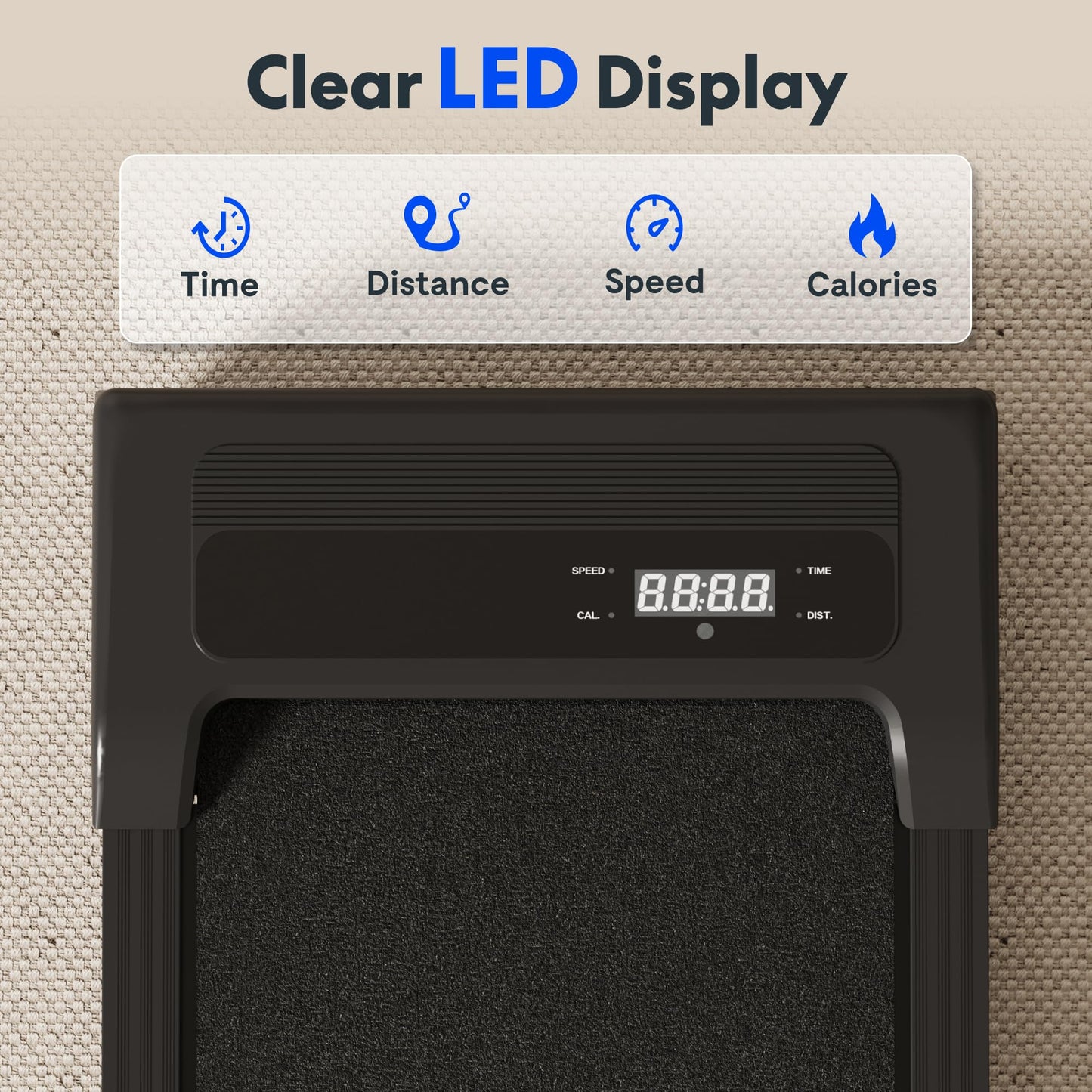 FLEXISPOT Walking Pad, Portable Treadmill for Home Office, 2.5HP Under Desk Treadmill with 265 Lbs Capacity, Remote Control, Led Display, Black