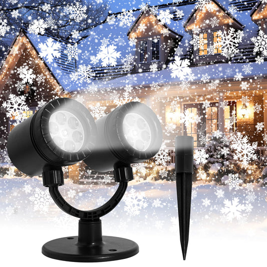 Christmas Projector Lights Outdoor,LED Snowfall Lights Waterproof,Dynamic Snowflake Christmas Projector Lights for Indoor Outdoor Landscape Christmas Decoration,Holiday,Wedding,Home Garden Decor Light