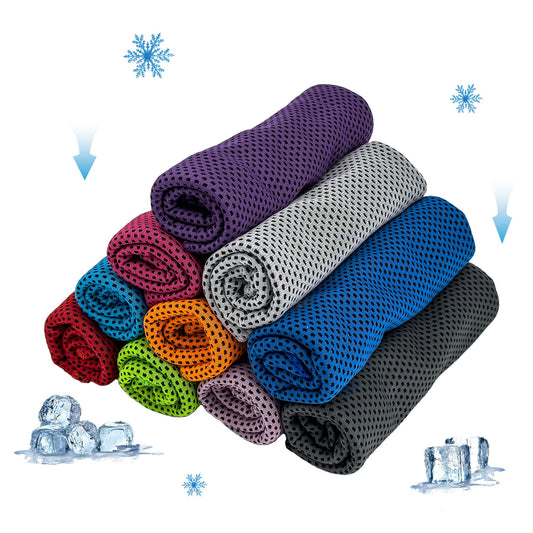 AWOWZ 10 Pack Cooling Towels, Soft Breathable Sweat Ice Towel for Sports, Yoga, Gym, Golf, Camping, Running, Fitness, Workout & More Activities