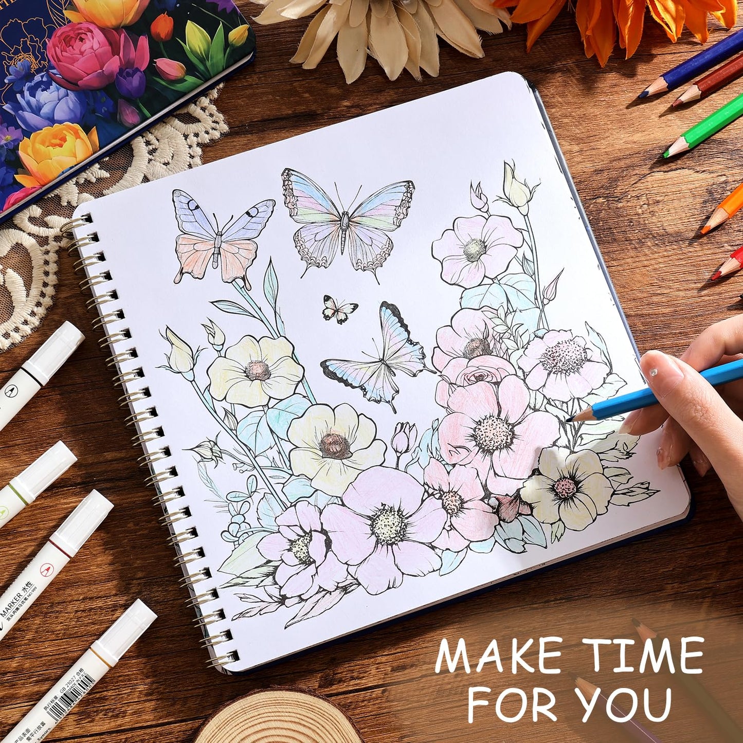 Women's Coloring Book 30 Pages Butterfly & Flower Pattern Coloring Books for Adults to Relax and Relieve Anxiety, Gift for Mother's Day, Birthdays, Christmas, Anniversaries