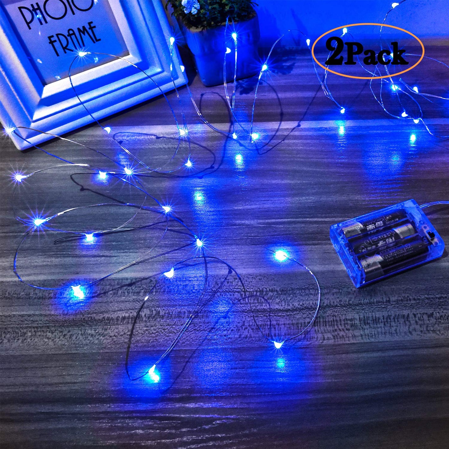 Ariceleo Led Fairy Lights Battery Operated, 1 Pack Mini Battery Powered Copper Wire Starry Fairy Lights for Bedroom, Christmas, Parties, Wedding, Centerpiece, Decoration (5m/16ft Blue)