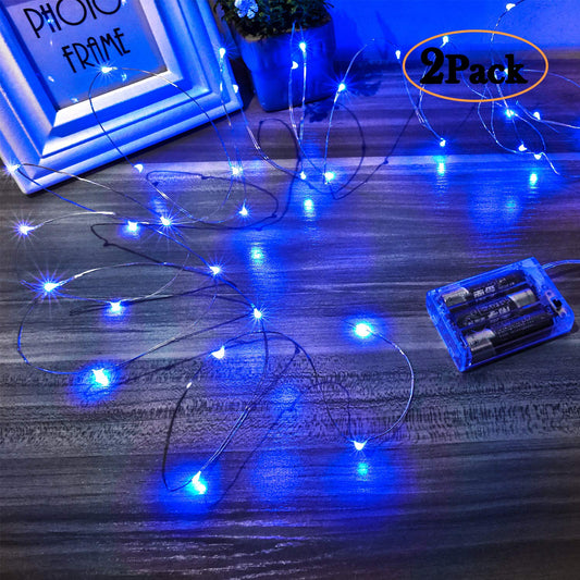 Ariceleo Led Fairy Lights Battery Operated, 1 Pack Mini Battery Powered Copper Wire Starry Fairy Lights for Bedroom, Christmas, Parties, Wedding, Centerpiece, Decoration (5m/16ft Blue)