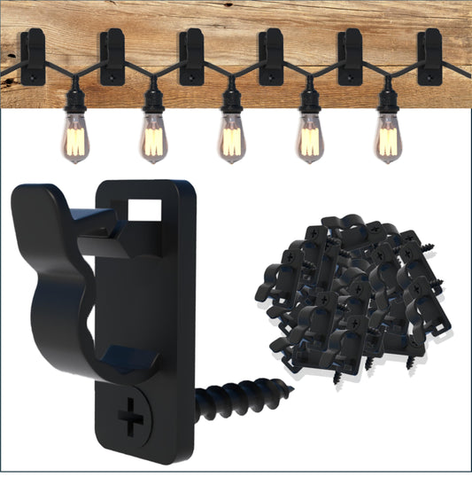 AFFAVON 80Pack Outdoor String Light Clips Screw-in Hooks,Weatherproof Cable Hangers and Clips for Hanging Fairy Lights for Christmas, Festival,Patio, and Fence Decorations