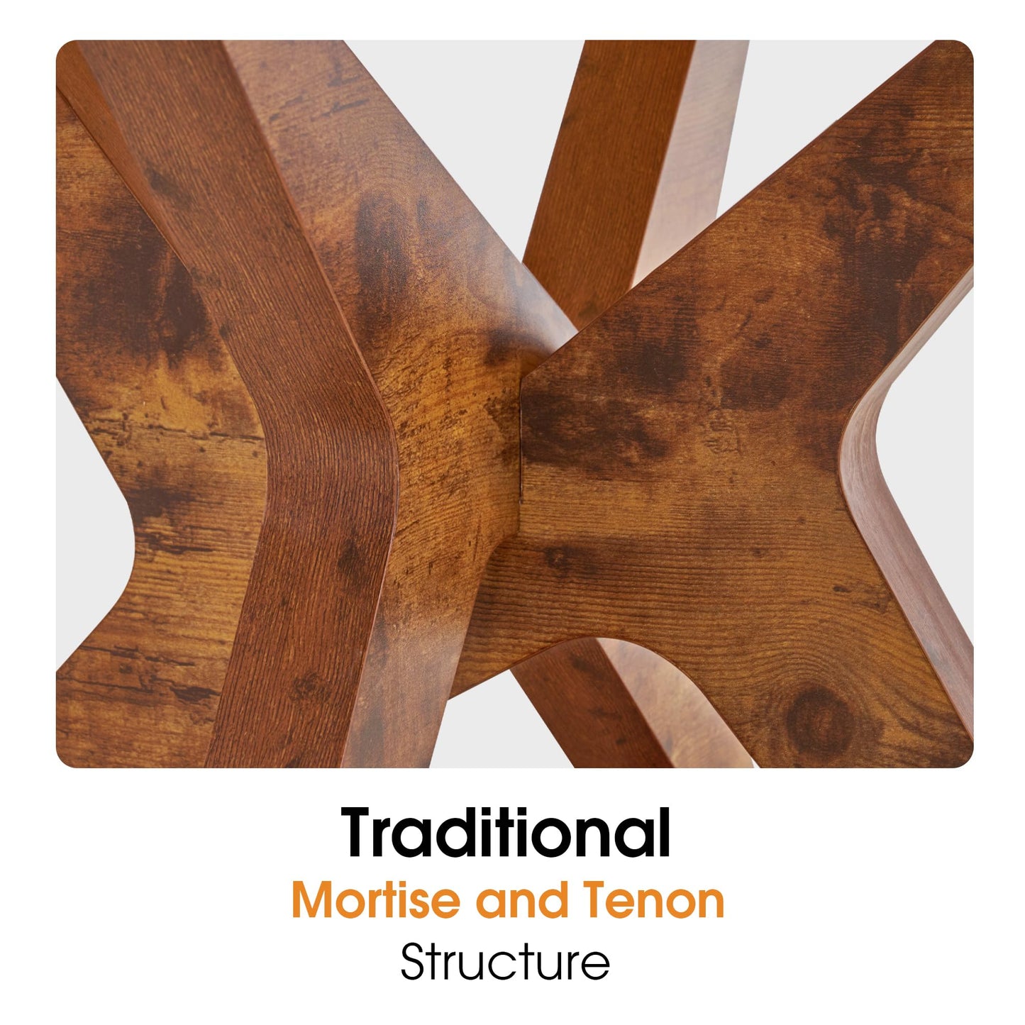 ivinta Round Glass Coffee Table, 31.5" Modern Center Table with Tempered Glass and MDF Legs for Living Room, Office, Tree (Rustic Brown)