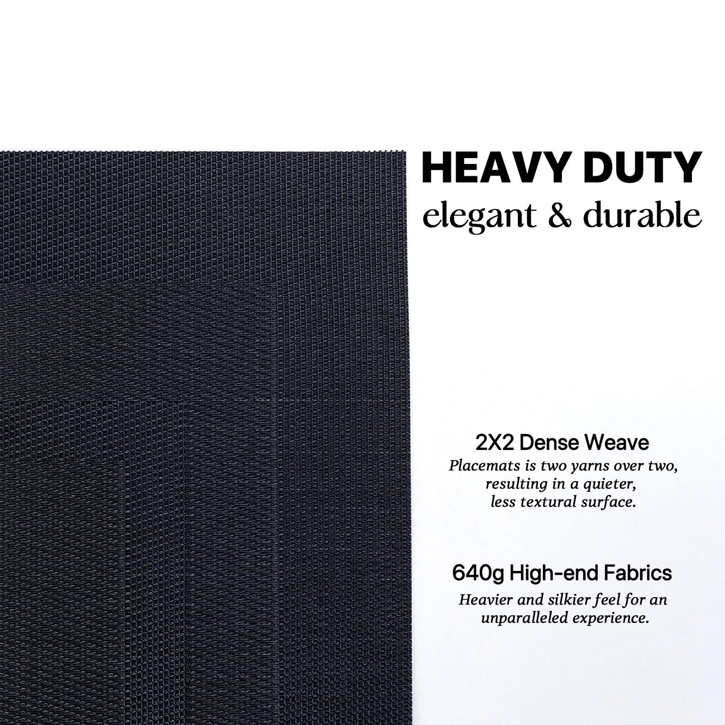 LEXMORE Placemats Set of 6 Vinyl/Plastic Woven Place Mats for Kitchen Table Indoor/Outdoor Washable Placemat Wipeable Dining Table Mats(Black Cube)