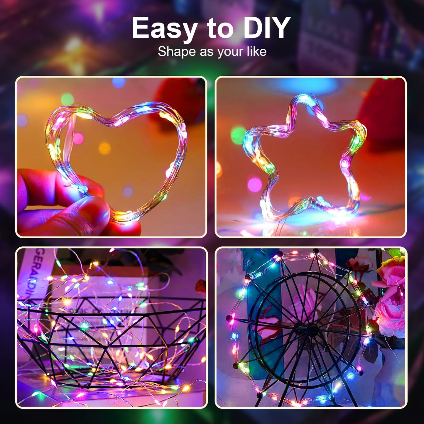 AIKEI Led Fairy Light Battery Operated, 50LED 16FT String Lights Copper Wire Starry Fairy Lights (Multi-Colored, 2Pack)