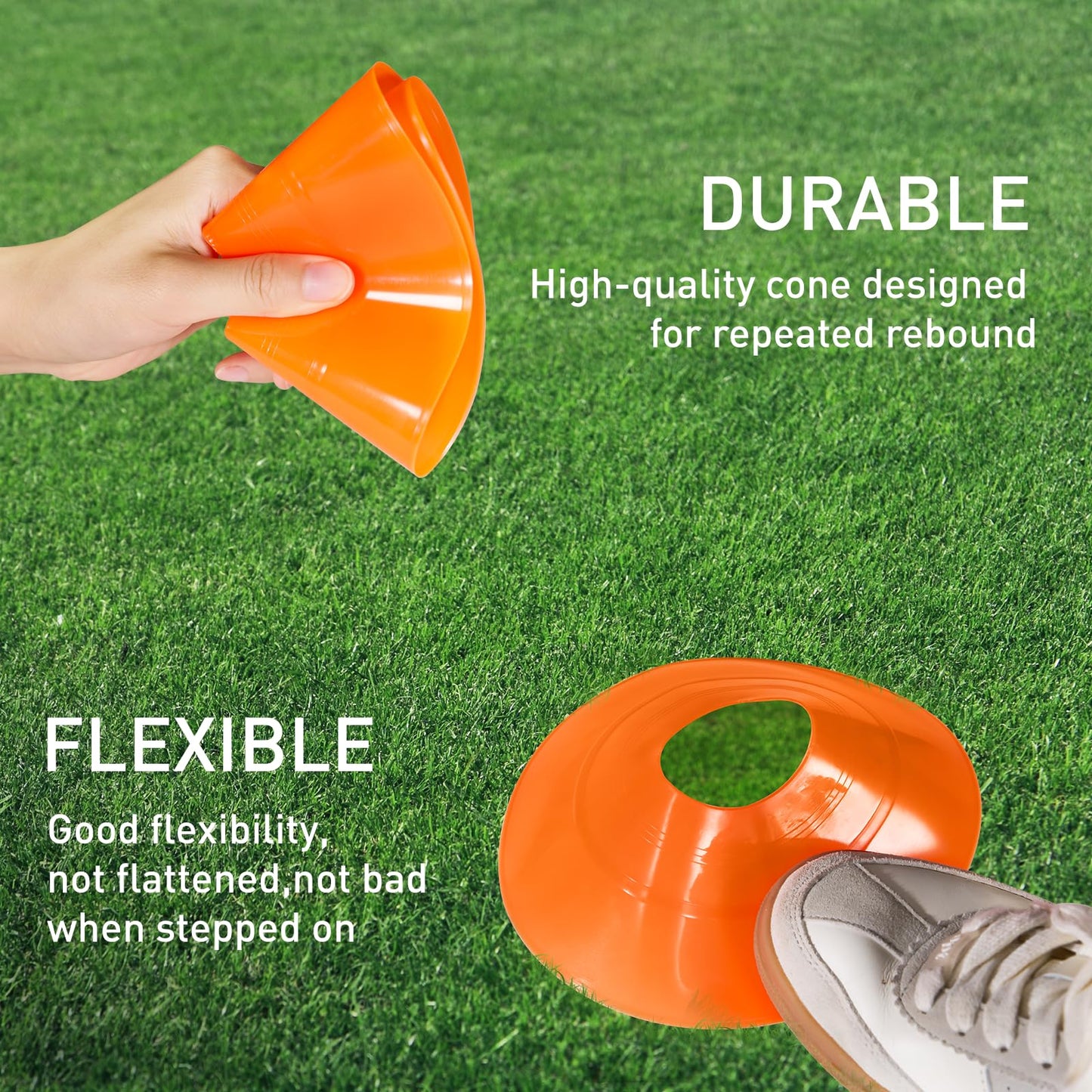 CasaCulina 25 Pack Soccer Training Cones, Agility Disc Sports Cones with Carry Bag and Holder, Plastic Football Cones for Drills, Sports Training, Basketball, Coaching, Practice Equipment, 5 Color