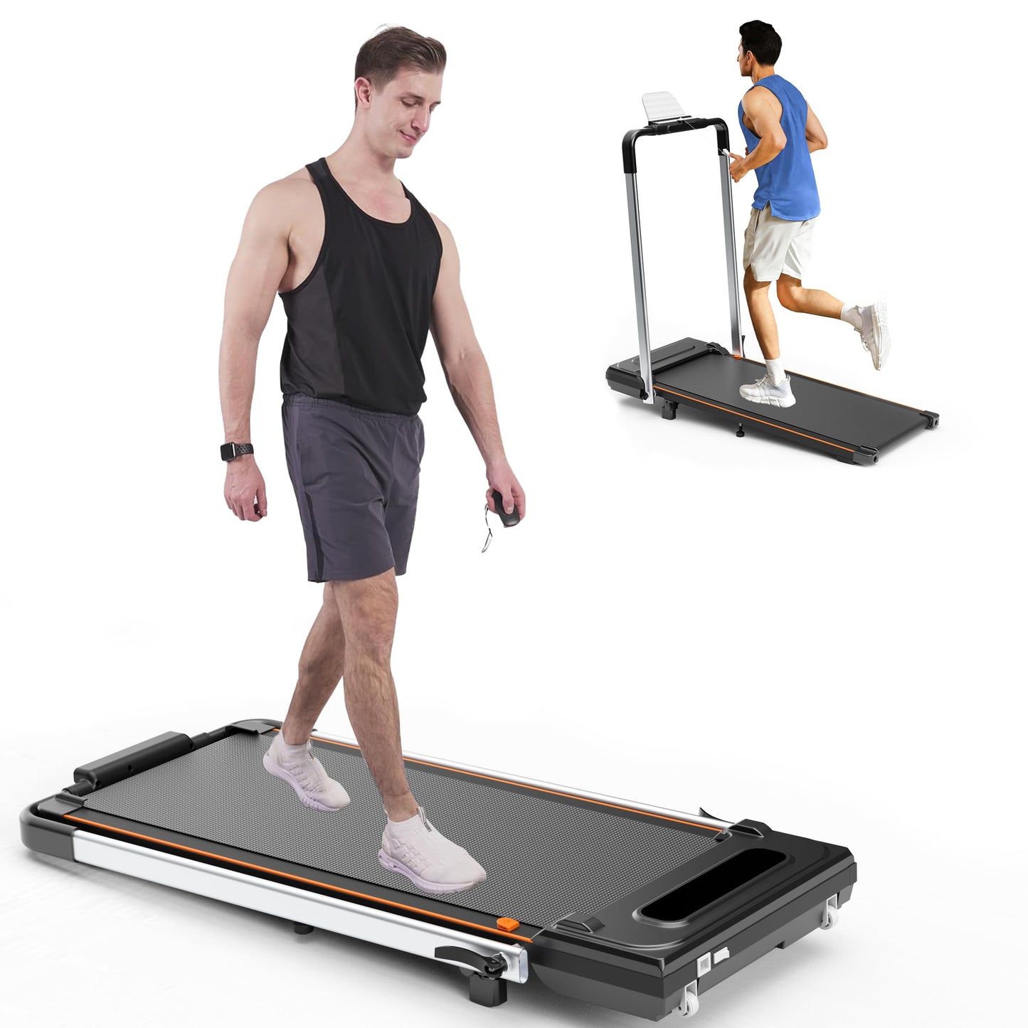 homeTro Foldable Treadmill with 7% Incline, 2.5HP Portable Under Desk Walking Pad with 0.6-7.5MPH, Handle, Remote and App Control, 265lbs Maximum Capacity for Home, Office
