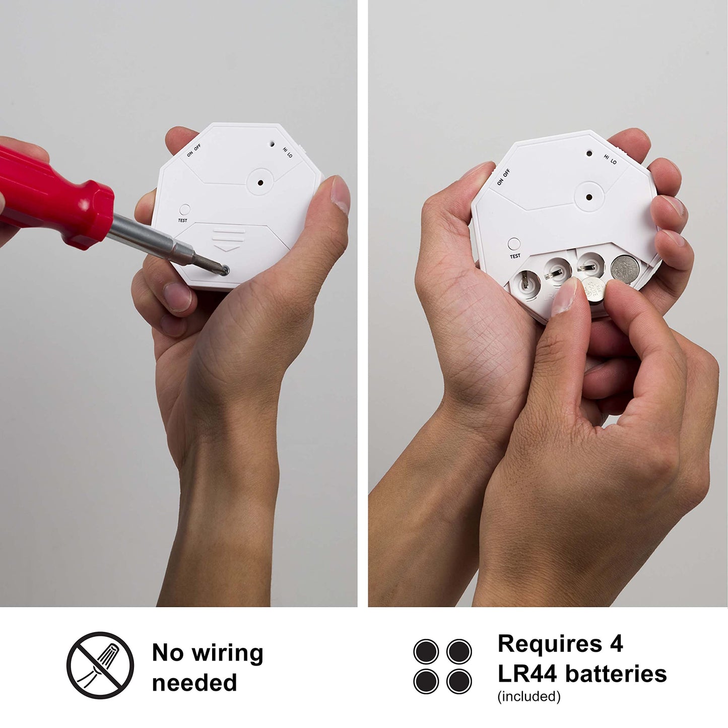 GE Personal Security Wireless Glass Vibration Alarm, Battery Operated, Detector Alarm with Security Warning Decal-DIY, Detects Glass Break & Vibration, Easy to Install, White, 36021