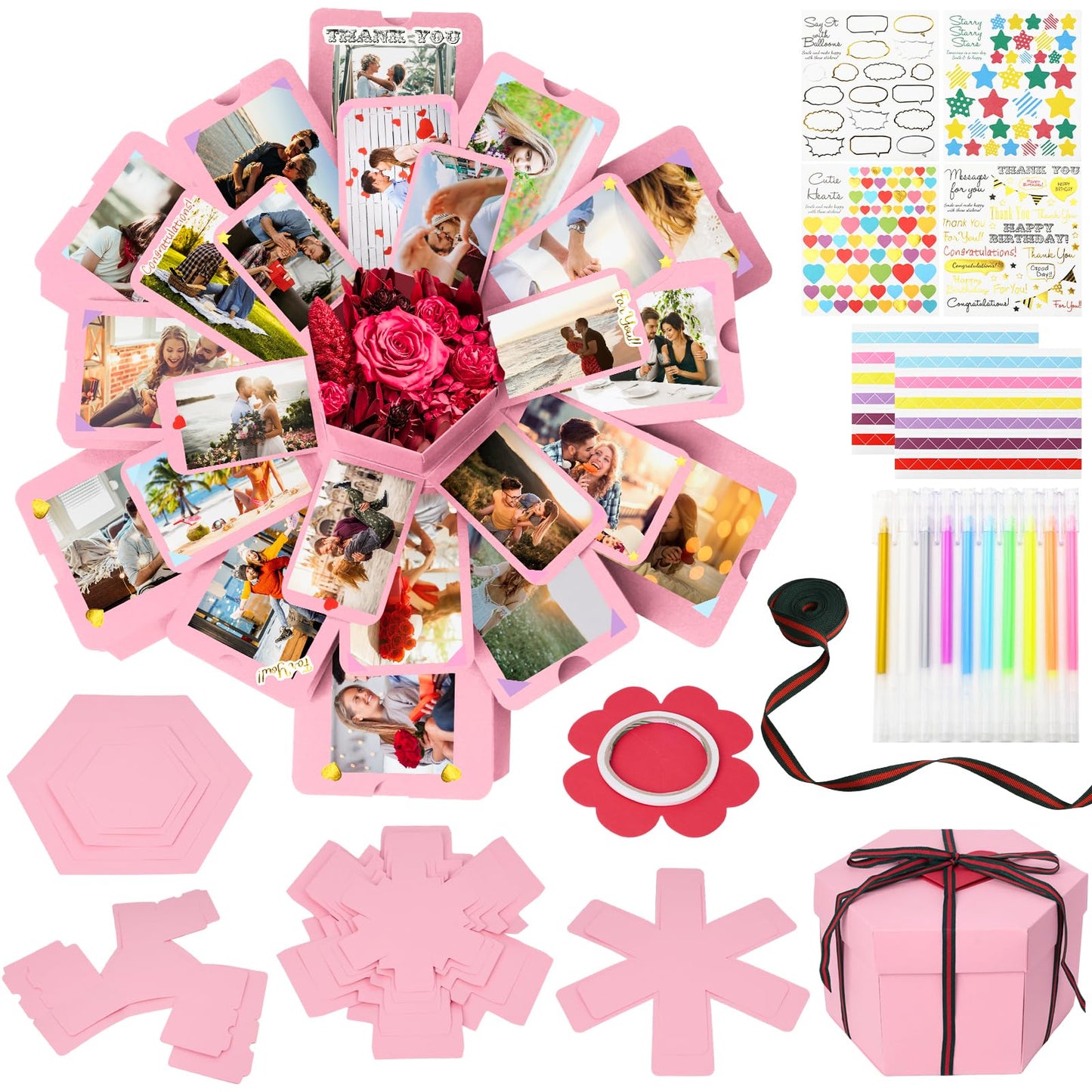 Koogel Explosion Gift Box Set, Creative Photo Album Gifts Explosion Gift Box with Scrapbooking Accessories for Anniversary, Wedding