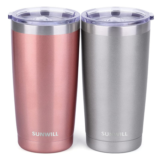 SUNWILL Travel Coffee Tumbler 20 oz, Insulated Mug with Lid, Stainless Steel Cup for Outdoor, Powder Coated Dark Green
