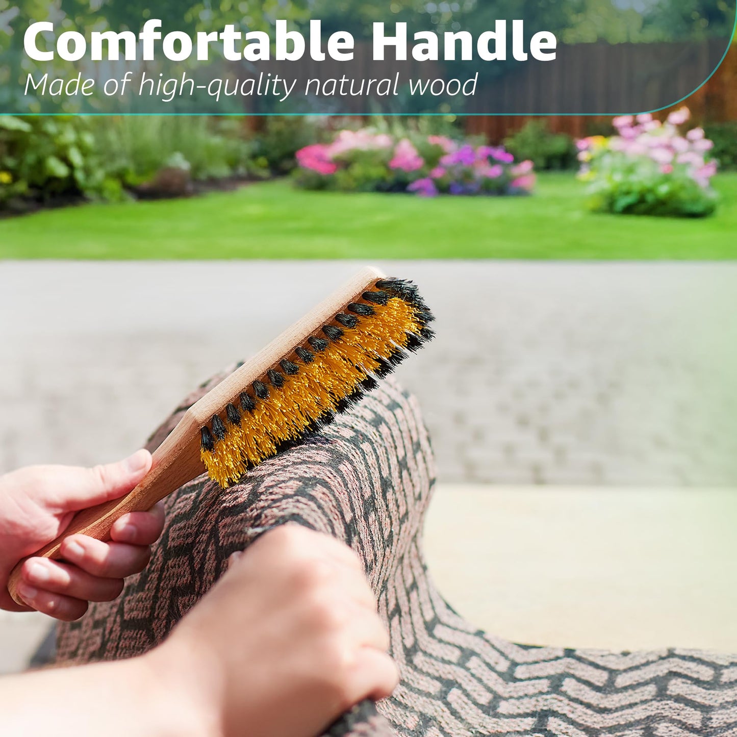 Carpet Cleaning Brush, Scrub Brush with Handle for Floor Mats, Rug Brush, Heavy Duty Carpet Cleaner Brush, Nylon Upholstery Brush for Indoor and Outdoor, Stiff Bristle Car Carpet Brush, Yellow