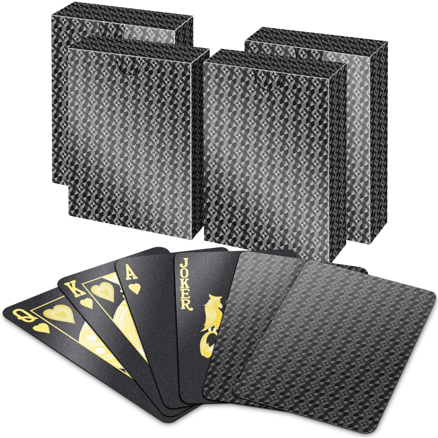 BIERDORF Diamond Waterproof Black Playing Cards, Poker Cards, HD, Deck of Cards (Black)