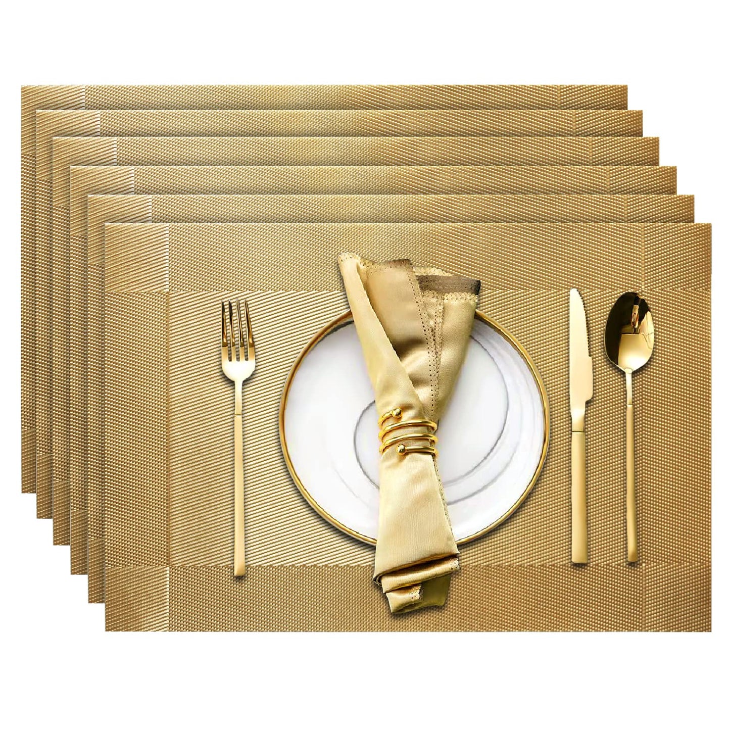 Trophable Placemats Set of 6, Table Placemats Heat Resistant Woven Placemats Washable PVC Place Mats Woven Vinyl Placemats Non-Slip Stain Resistant Kitchen Table Placemats Easy to Clean…