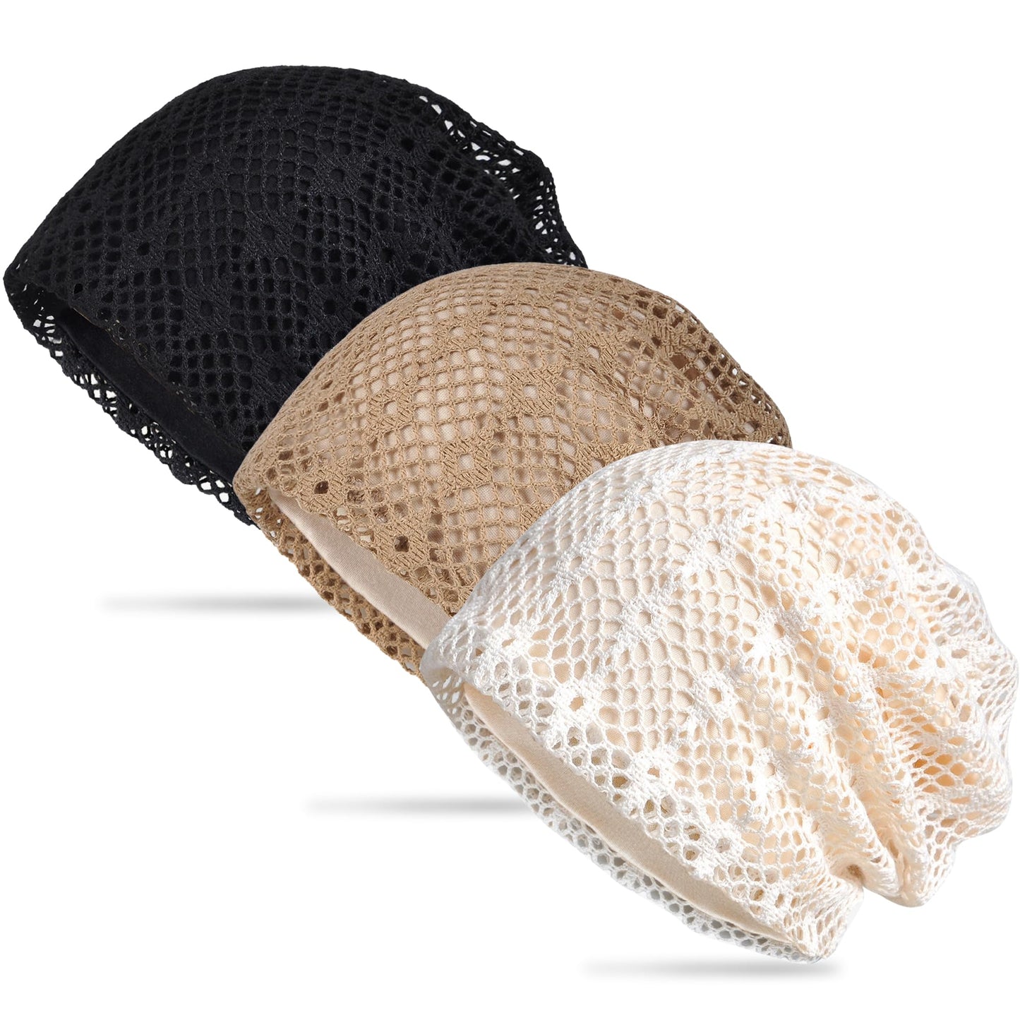 Women's Summer Beanie for Men Hat Boho Hats Adult Dwarf Hats Chemo Cap Cancer Headwear Caps Baggy Skull Sleep Cap Nightcap (C-1533Pack Closed Top)