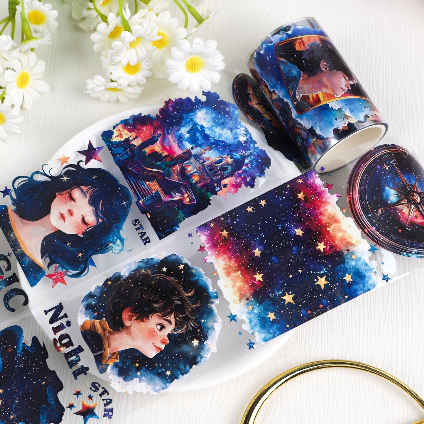 Junk Journal PET Tape - Blue Ocean Wave Scrapbooking Supplies Journaling Tape, Ocean PET Stickers for Journaling Decor