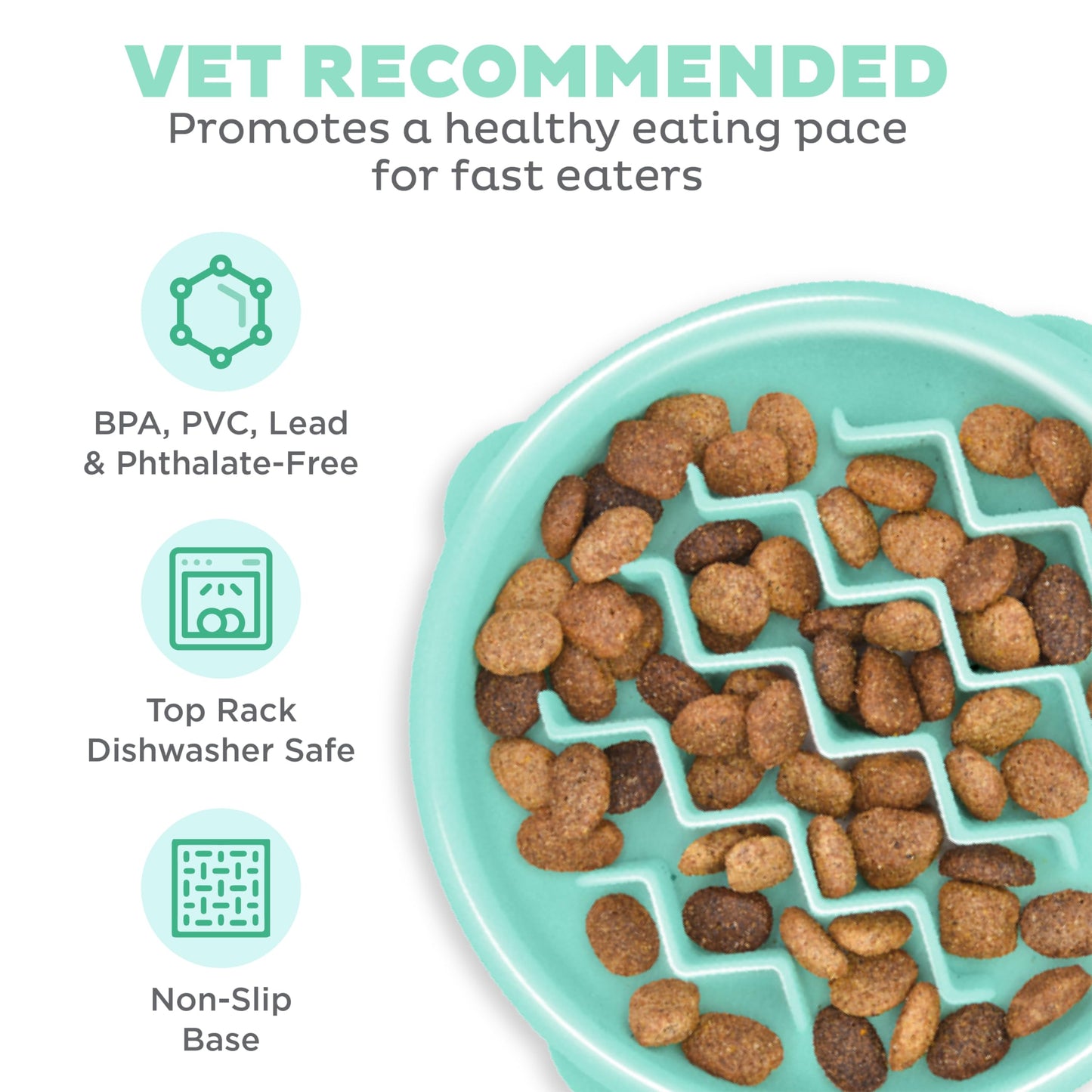 Outward Hound Fun Feeder Slo Bowl Slow Pet Feeder Bowl for Dogs in Mint Plastic