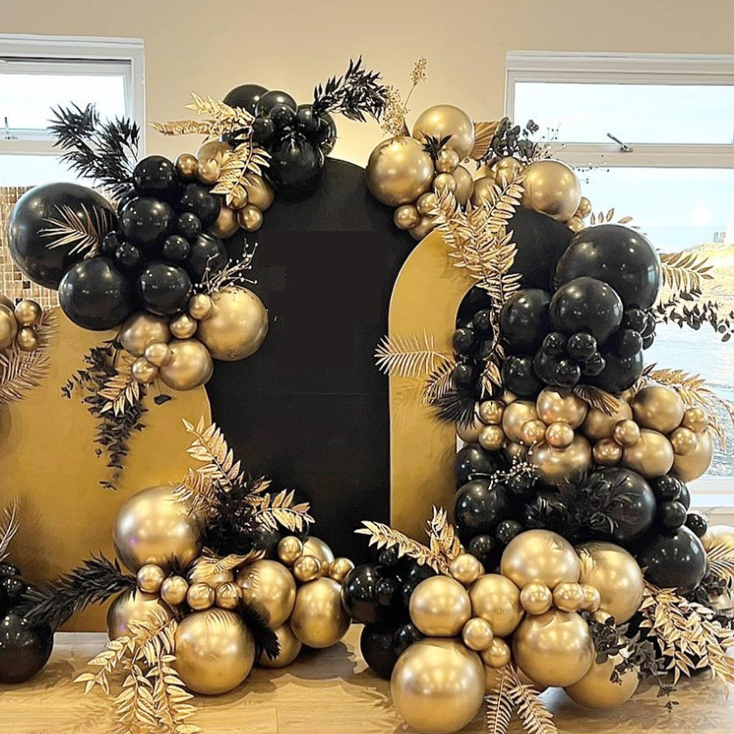 YMSZ Black and Gold Balloons, 67pcs 12 Inch Metallic Gold and Black Balloons for Birthday, Retirement, Graduation, New Year's Eve Party Decorations