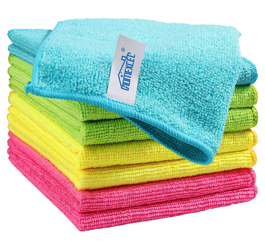 HOMEXCEL Microfiber Cleaning Cloth, 50 Pack Cleaning Rags, Cleaning Towels with 4 Color Assorted, 11.5"X11.5"(Green/Blue/Yellow/Pink)