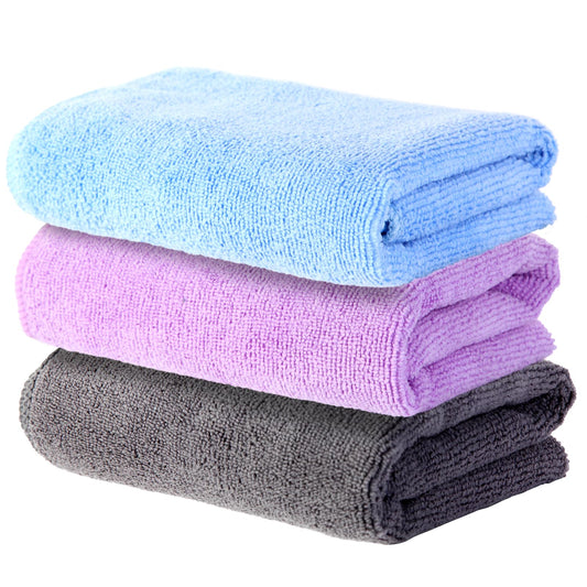 Wmiyafff Microfiber Gym Towels Set for Sports Fitness, Yoga, Workout, Exercise, Tennis, Super Soft and Quick-Drying Gym Towels for Women Men (3 Pack, Grey+Blue+Purple)