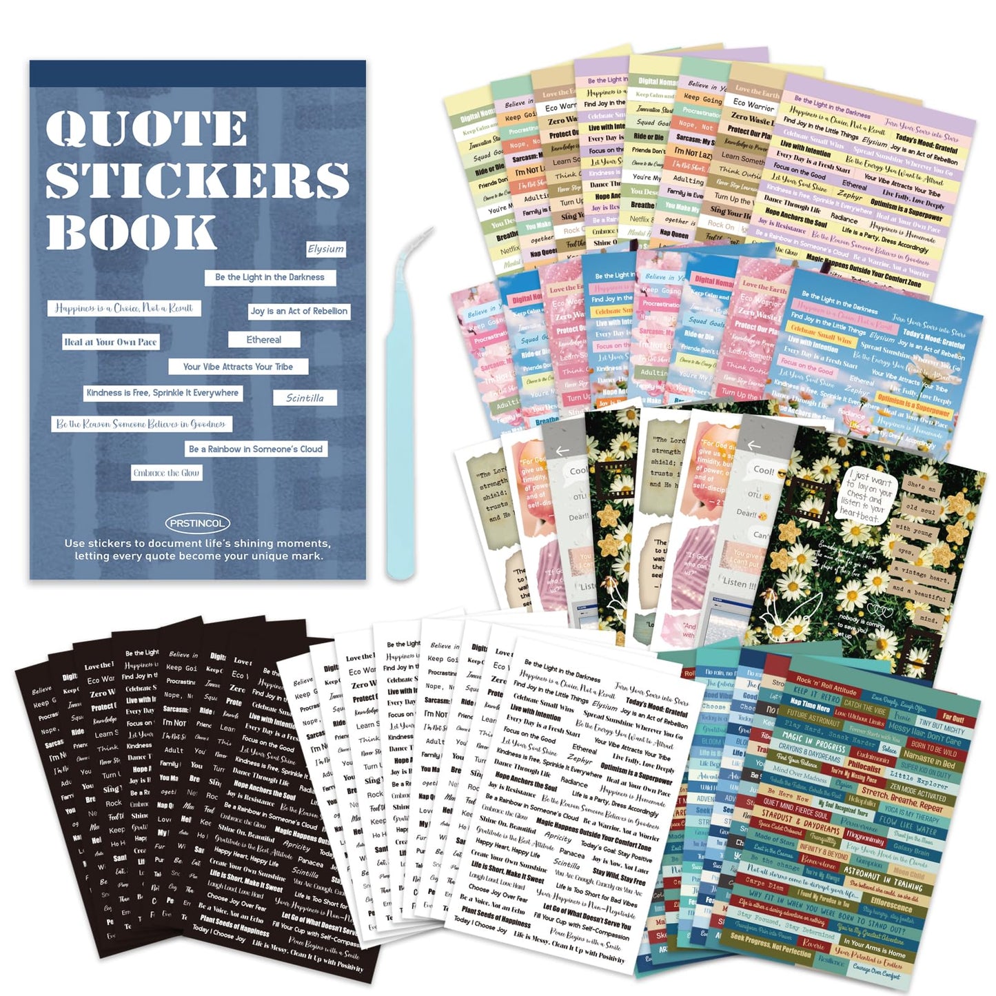 2370 Pcs Word Stickers for Journaling,40 Sheets Quote Stickers Gold Foil Small Talk Stickers for Junk Journal Craft,Scrapbooking Supplies for Bullet Journal Scrapbooking DIY Craft Card Making