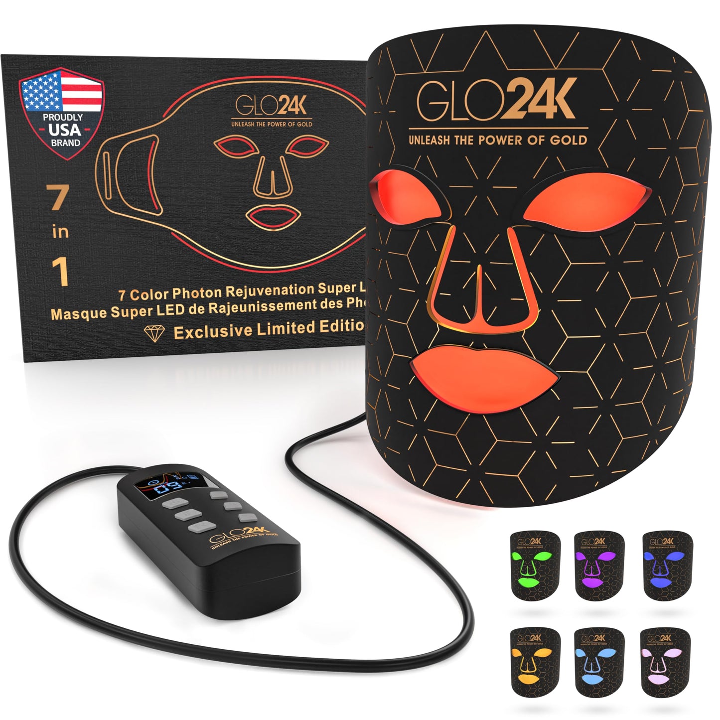 GLO24K 7 Color Photon Rejuvenation Super LED Mask. 240 LED Diodes. A SPA-at-Home Experience for a Radiant, Revitalized Look.