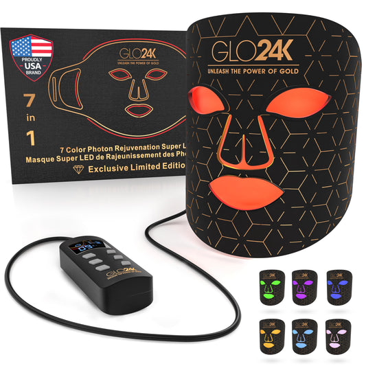 GLO24K 7 Color Photon Rejuvenation Super LED Mask. 240 LED Diodes. A SPA-at-Home Experience for a Radiant, Revitalized Look.