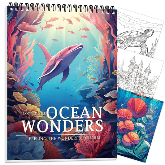 Ocean Adult Coloring Book for Women Spiral Bound, Adult Coloring Books for Women Relaxation, 30 Pages Thick Paper One Sided Design, Mindfulness Coloring Book for Adult, Gift for Adult to Relax