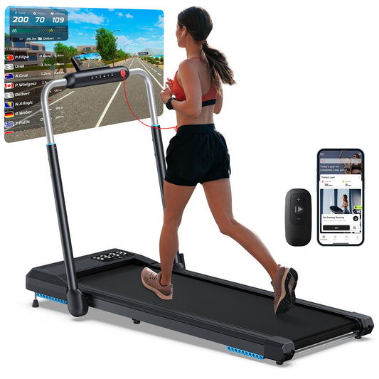 WELLFIT Walking Pad Treadmill with 10% Incline, Under Desk Treadmill for Home/Office, 2 in 1 Folding Treadmills with APP/Remote Control and LED Display, 0.6-7.6 MPH 360 lbs Capacity