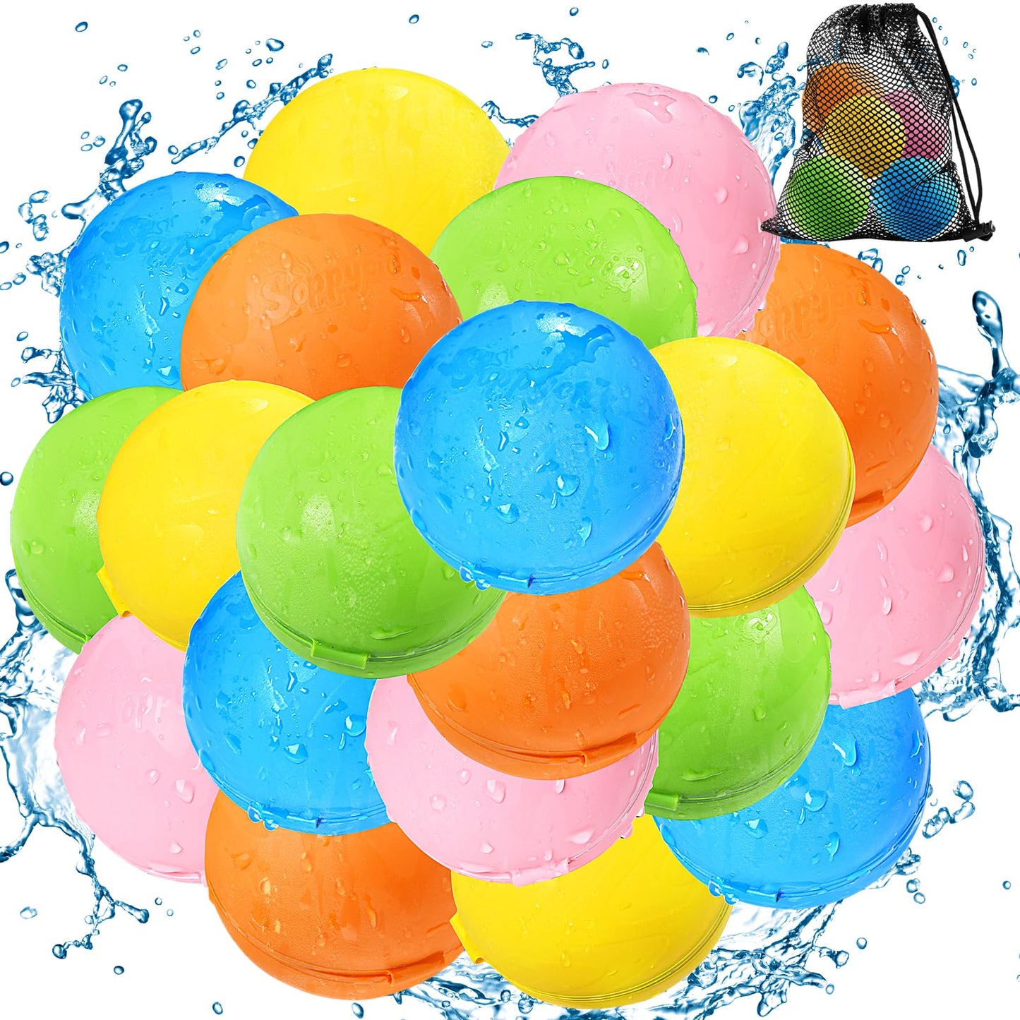 Magnetic Reusable Water Balloons for Kids, Refillable Water Balls Quick Fill for Pool, Outdoor Games for Beach, Summer Toys for Kids 4-10 (10Pack)