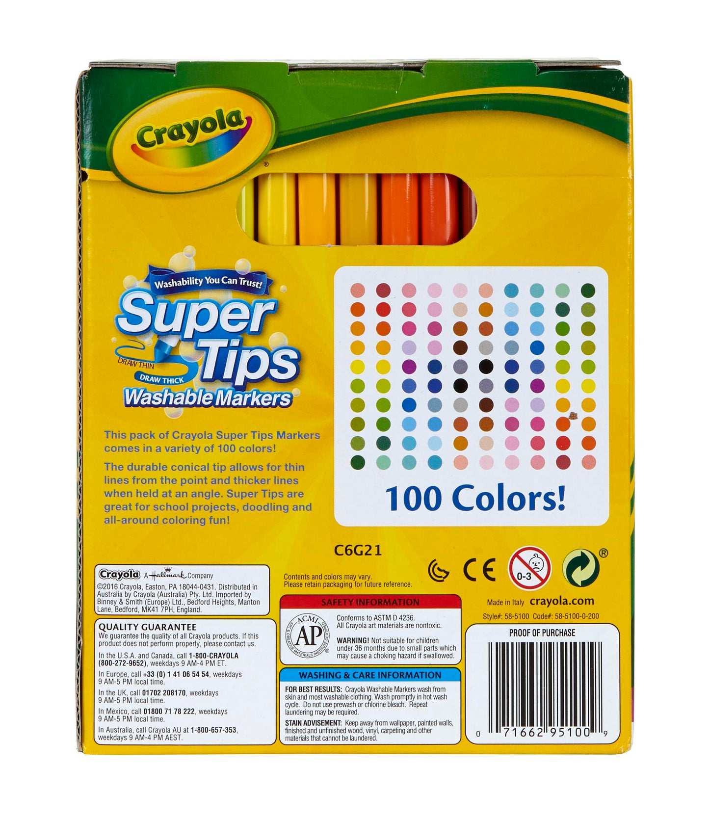 Crayola Super Tips Marker Set for Kids (100ct), Broad Tip & Fine Point Washable Art Markers for Kids, Bulk School Supplies, Teacher Classroom Must Haves, Drawing Supplies